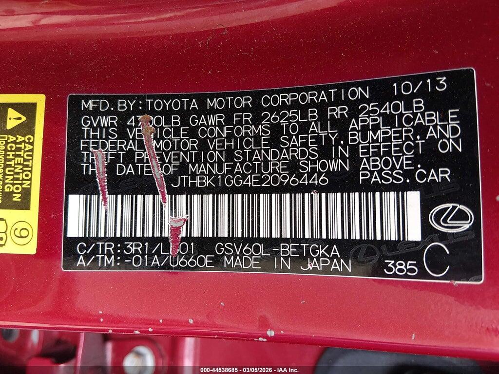 JTHBK1GG4E2096446 2014 LEXUS ES 350 photo no. 9