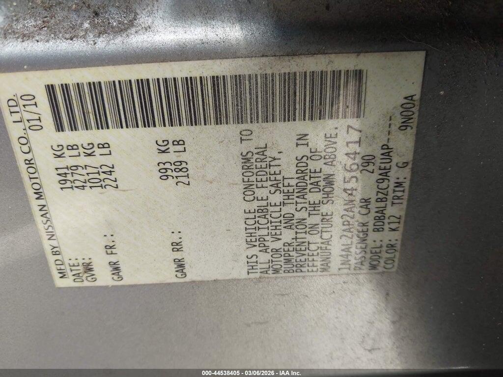 1N4AL2AP2AN456417 2010 NISSAN ALTIMA photo no. 9