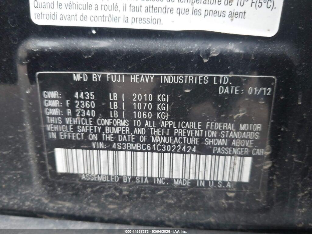 4S3BMBC61C3022424 2012 SUBARU LEGACY photo no. 9