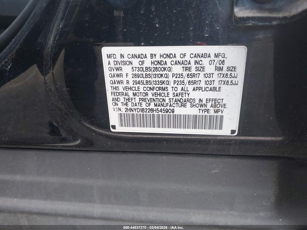 2HNYD18226H545909 2006 ACURA MDX photo no. 9