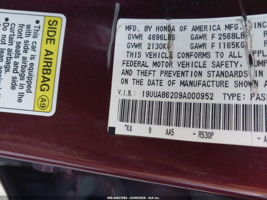 19UUA86209A000952 2009 ACURA TL photo no. 9
