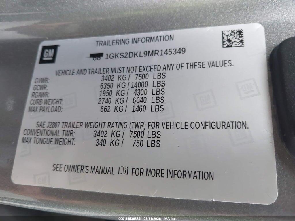 1GKS2DKL9MR145349 2021 GMC YUKON photo no. 9