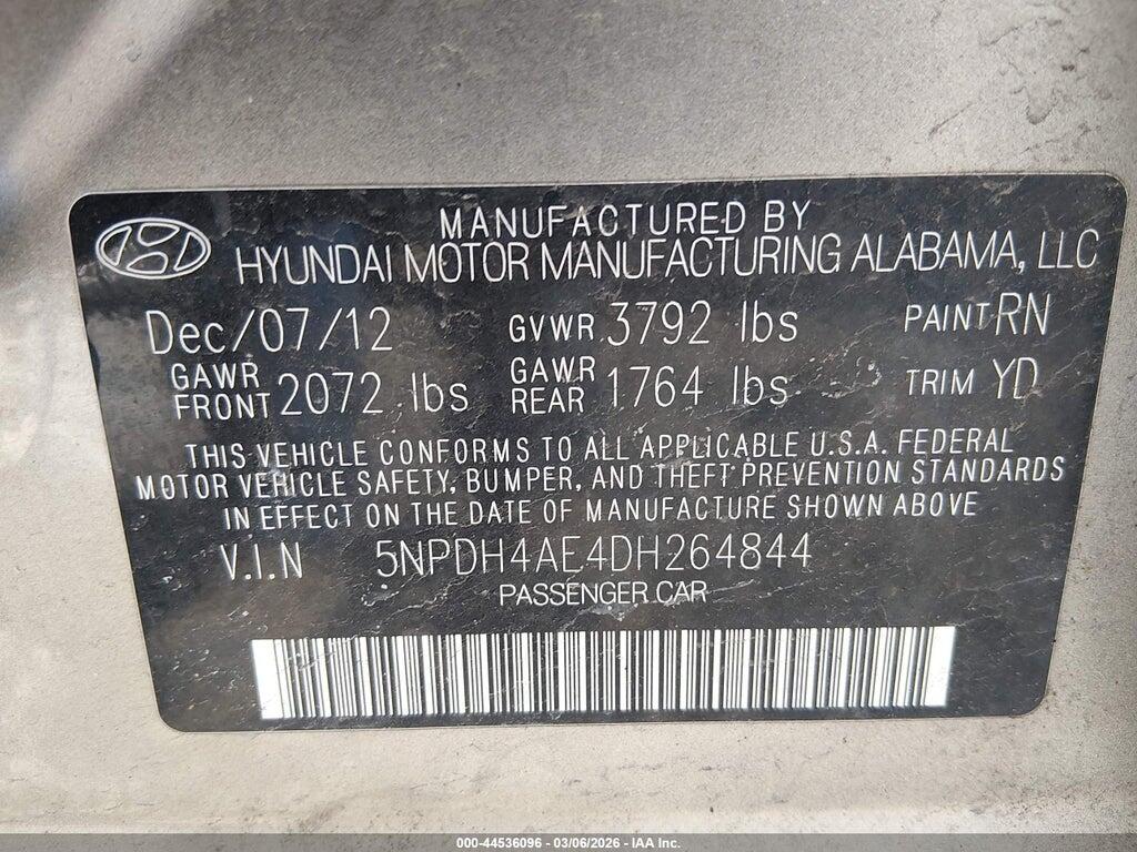 5NPDH4AE4DH264844 2013 HYUNDAI ELANTRA photo no. 9