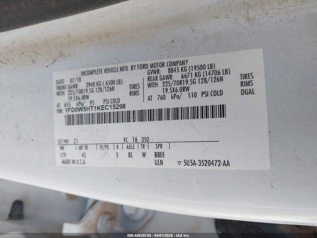 1FD0W5HT1KEC15298 2019 FORD F-550 CHASSIS photo no. 8
