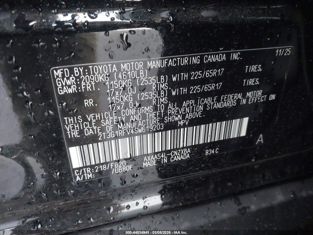 2T3G1RFV4SW619203 2025 TOYOTA RAV4 photo no. 9
