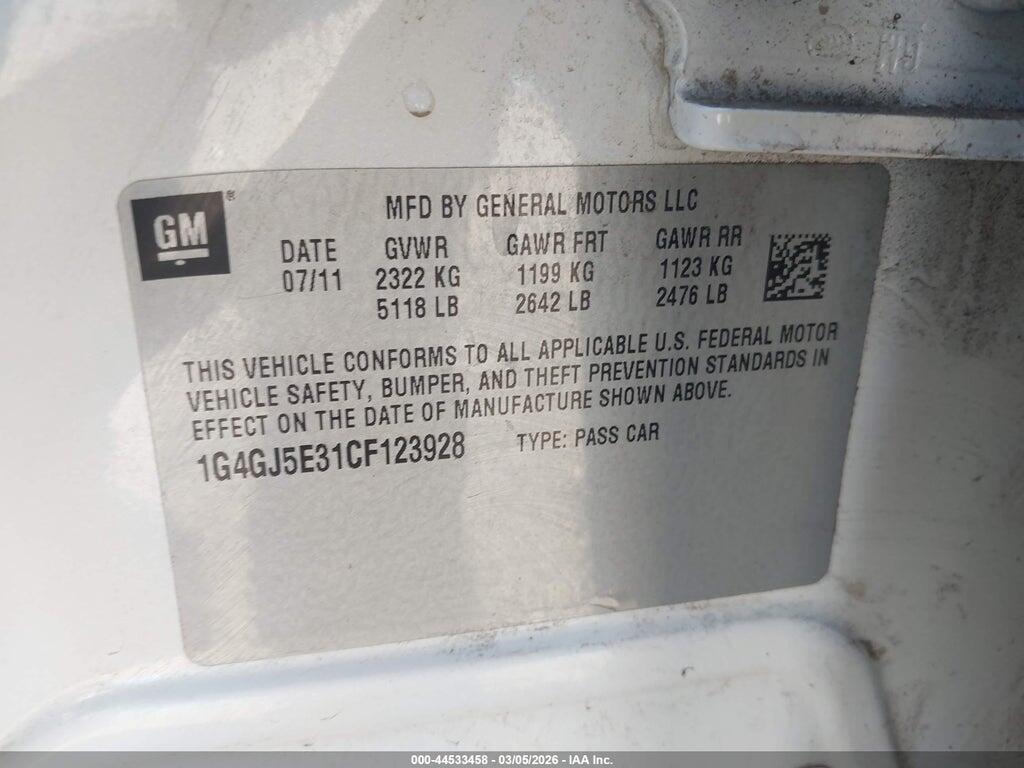 1G4GJ5E31CF123928 2012 BUICK LACROSSE photo no. 9