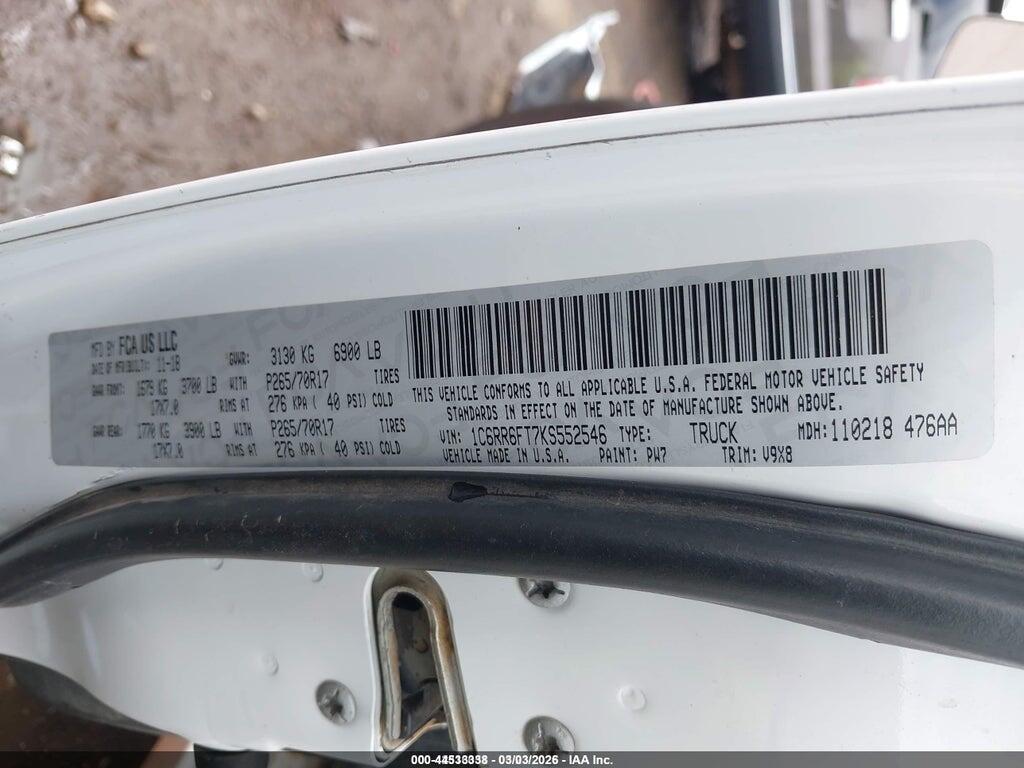 1C6RR6FT7KS552546 2019 RAM 1500 CLASSIC photo no. 9