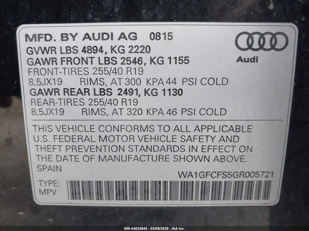 WA1GFCFS5GR005721 2016 AUDI Q3 photo no. 9