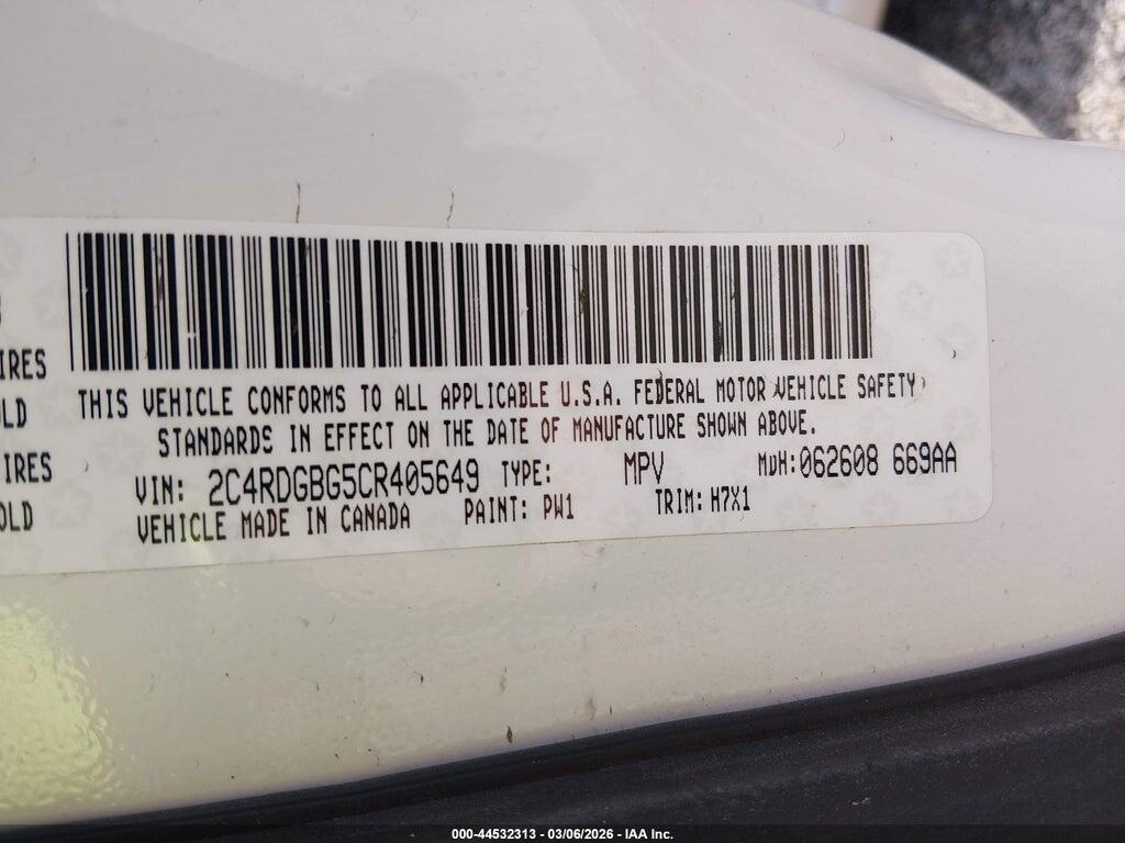 2C4RDGBG5CR405649 2012 DODGE GRAND CARAVAN photo no. 9