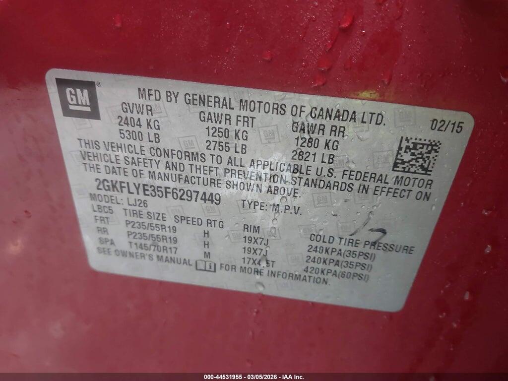 2GKFLYE35F6297449 2015 GMC TERRAIN photo no. 9