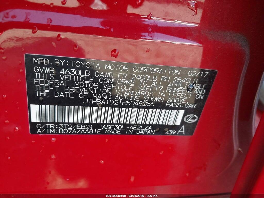 JTHBA1D21H5048286 2017 LEXUS IS 200T photo no. 9