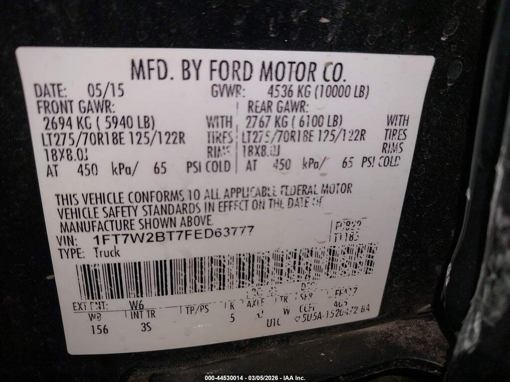 1FT7W2BT7FED63777 2015 FORD F-250 photo no. 9