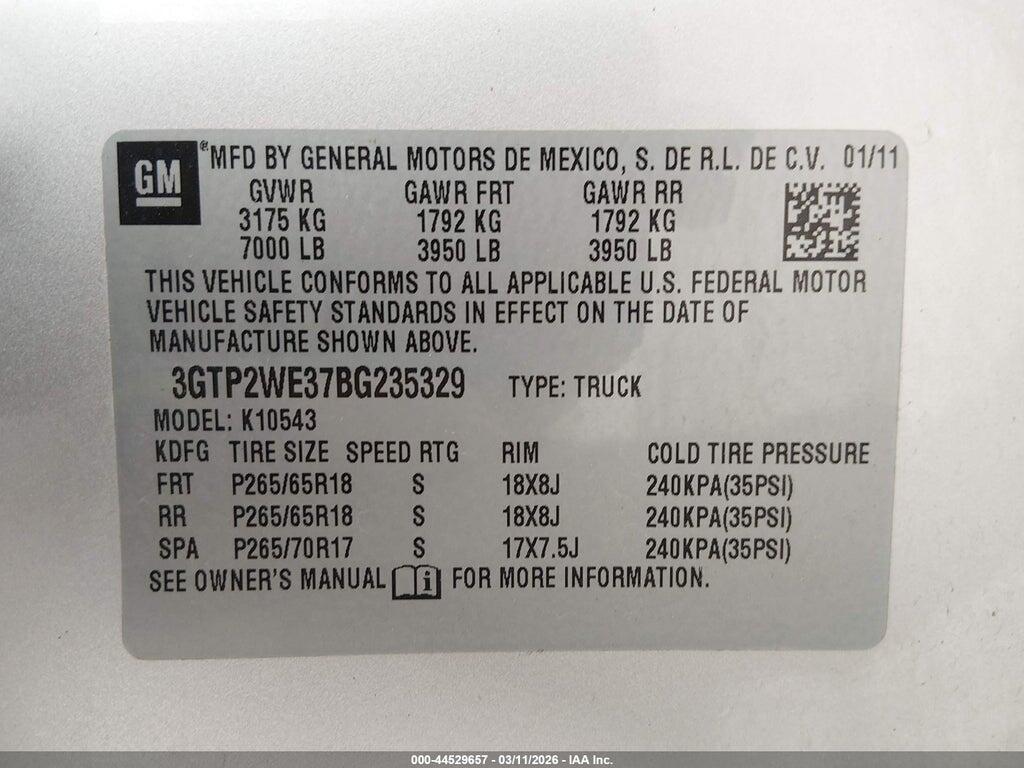 3GTP2WE37BG235329 2011 GMC SIERRA 1500 photo no. 9