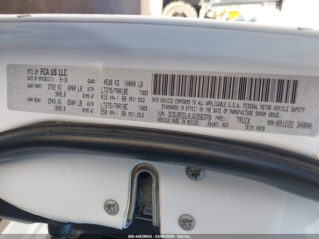 3C6UR5DL0JG356378 2018 RAM 2500 photo no. 9