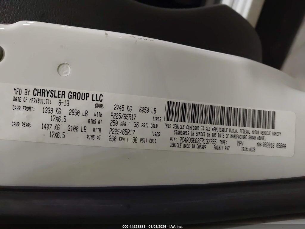 2C4RDGEG2ER137755 2014 DODGE GRAND CARAVAN photo no. 9