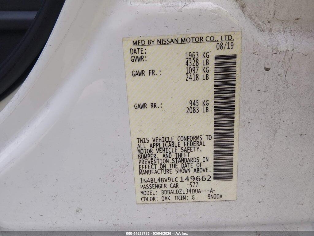 1N4BL4BV9LC149662 2020 NISSAN ALTIMA photo no. 9