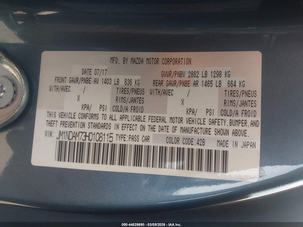 JM1NDAM73H0108115 2017 MAZDA MX-5 MIATA RF photo no. 9