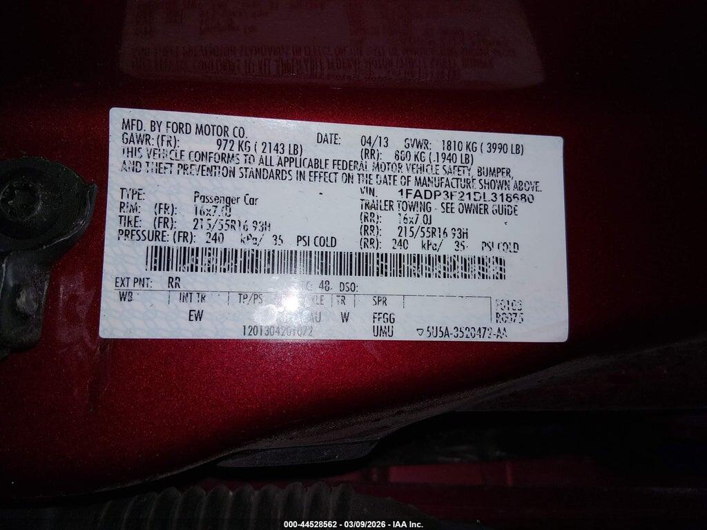 1FADP3F21DL318680 2013 FORD FOCUS photo no. 9