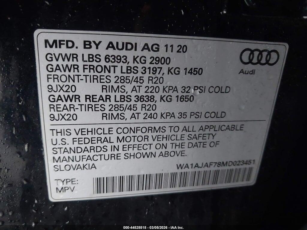 WA1AJAF78MD023451 2021 AUDI Q7 photo no. 9
