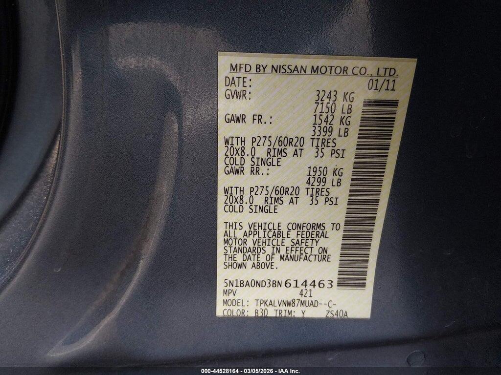5N1BA0ND3BN614463 2011 NISSAN ARMADA photo no. 9