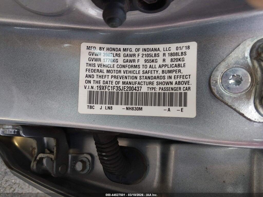 19XFC1F35JE200437 2018 HONDA CIVIC photo no. 9