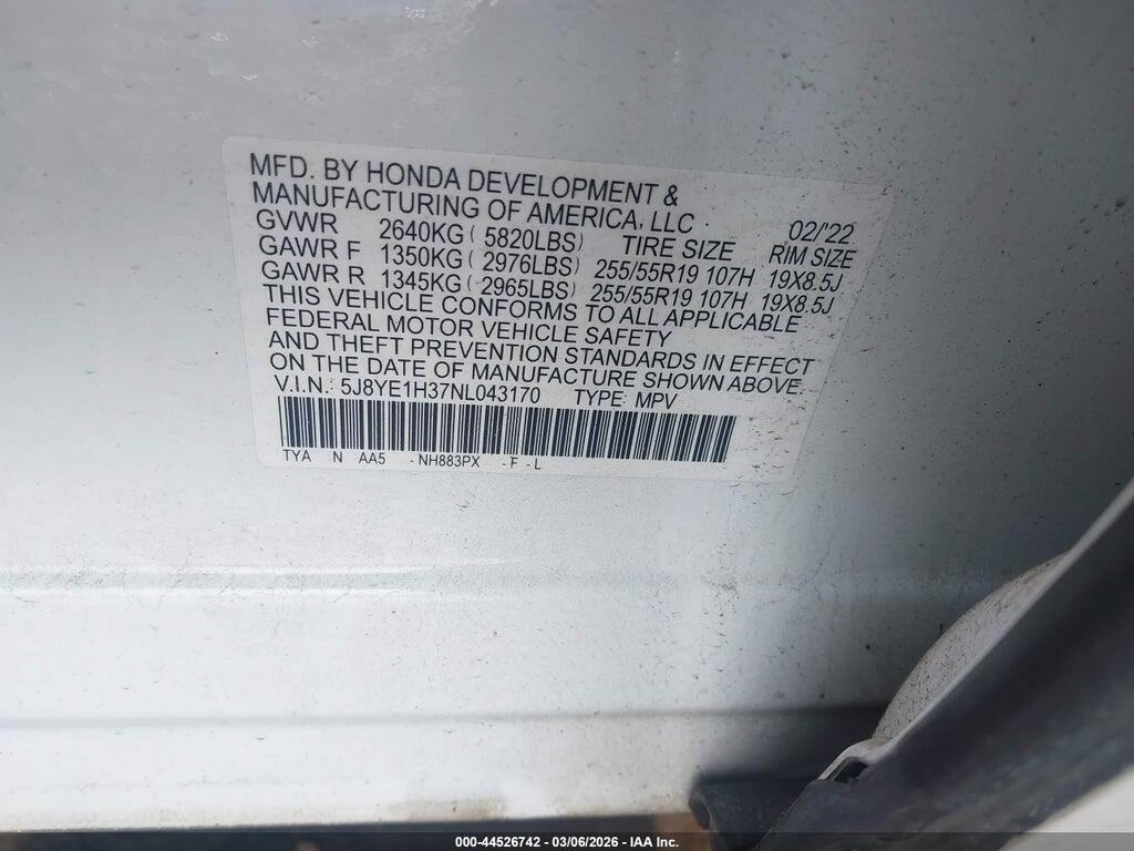 5J8YE1H37NL043170 2022 ACURA MDX photo no. 9