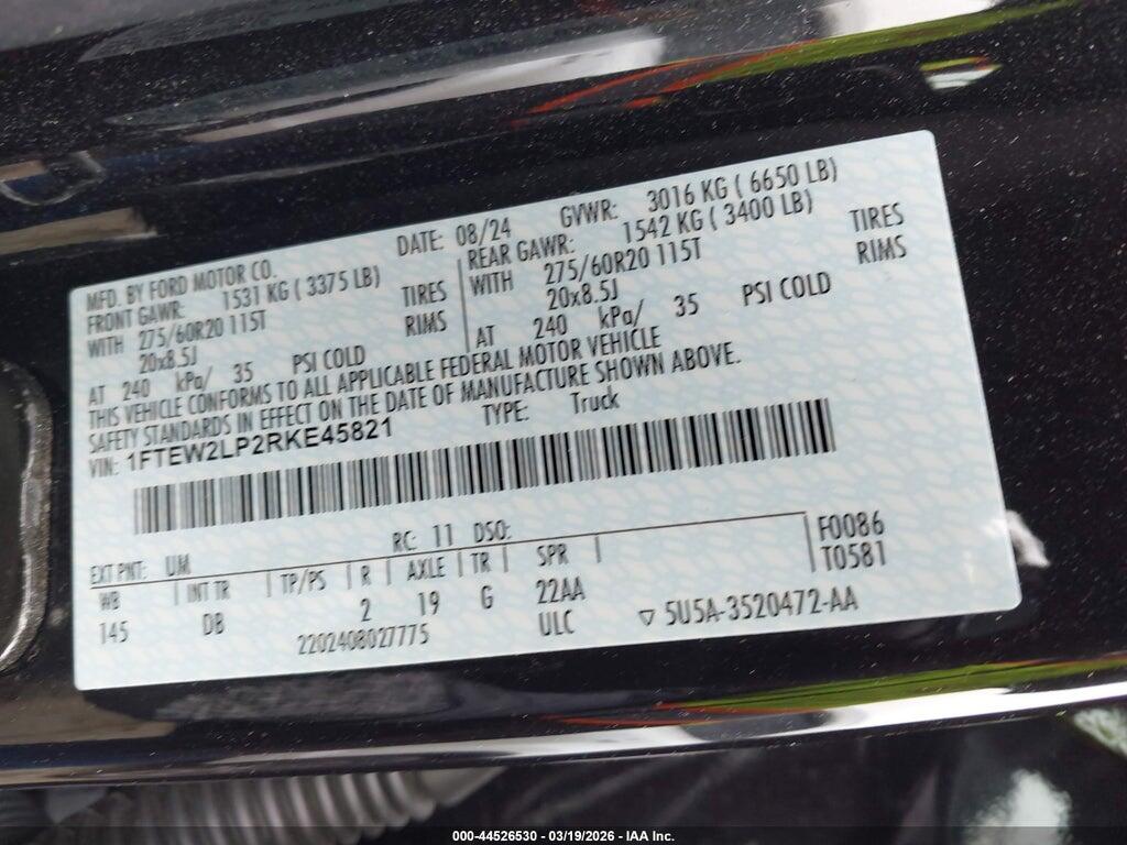 1FTEW2LP2RKE45821 2024 FORD F-150 photo no. 9