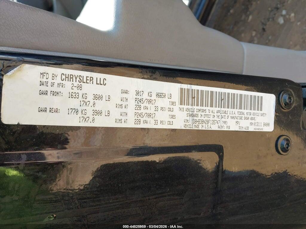 1D8HB38N28F135747 2008 DODGE DURANGO photo no. 9