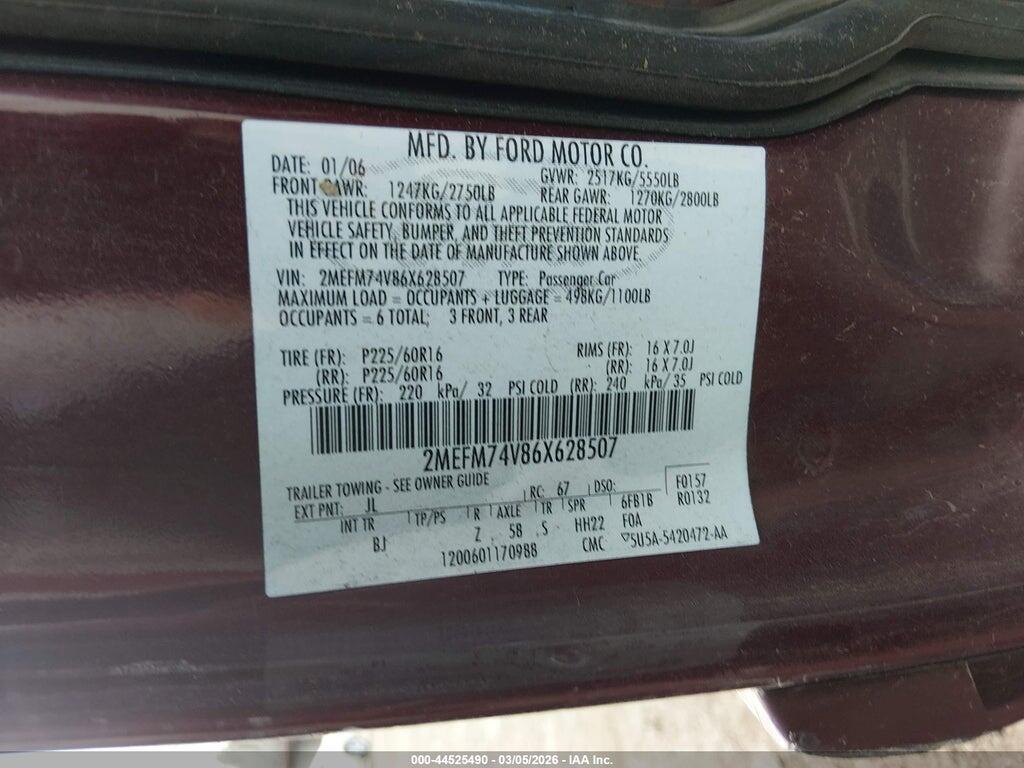2MEFM74V86X628507 2006 MERCURY GRAND MARQUIS photo no. 9
