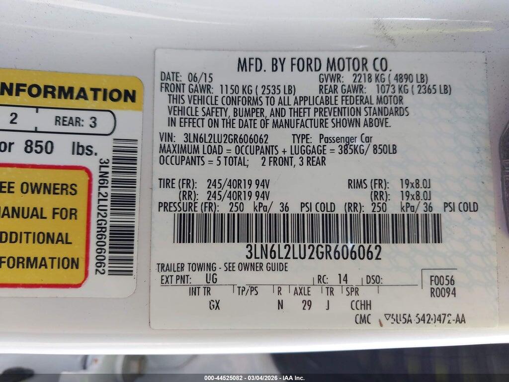 3LN6L2LU2GR606062 2016 LINCOLN MKZ HYBRID photo no. 9