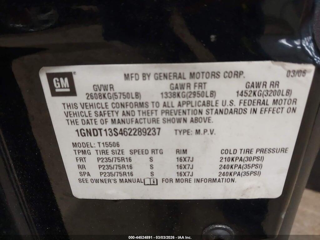 1GNDT13S462289237 2006 CHEVROLET TRAILBLAZER photo no. 9