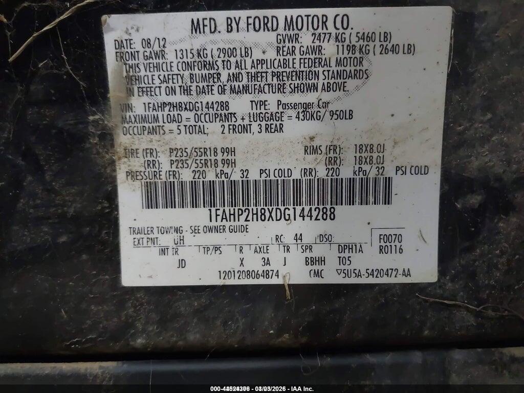 1FAHP2H8XDG144288 2013 FORD TAURUS photo no. 9