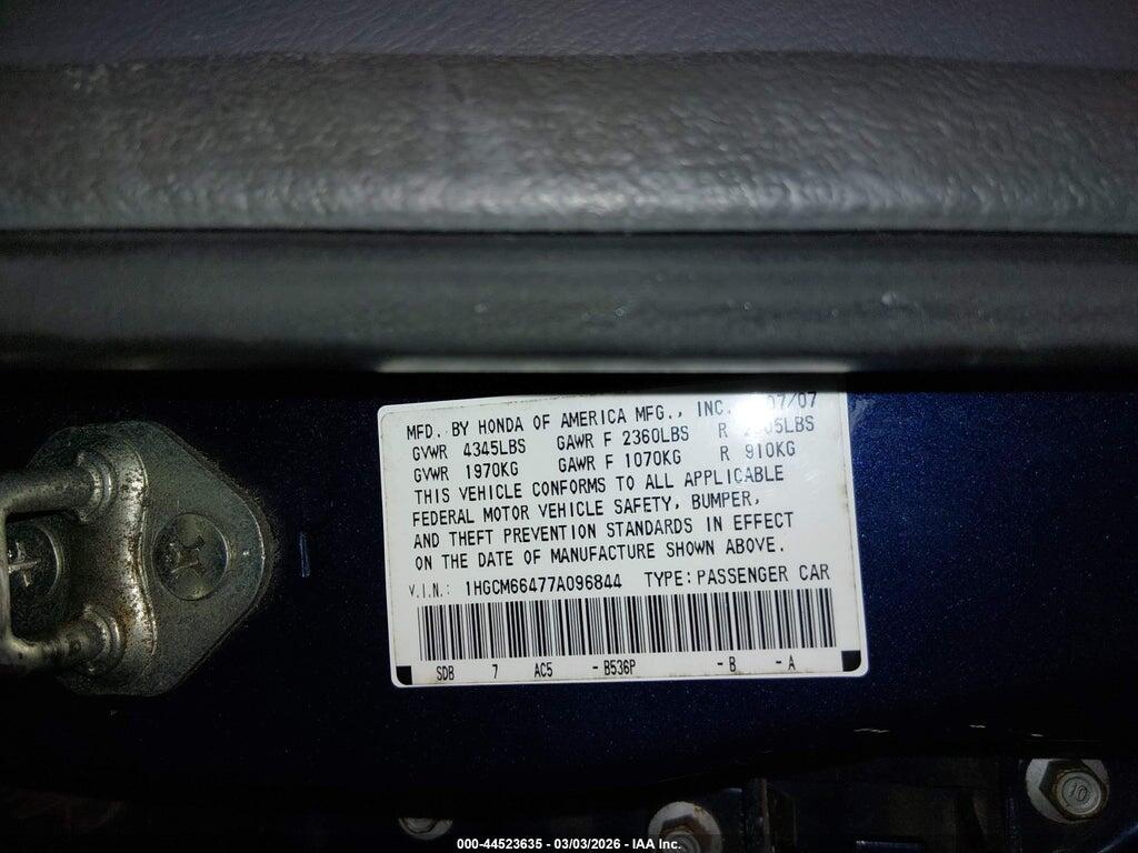1HGCM66477A096844 2007 HONDA ACCORD photo no. 9