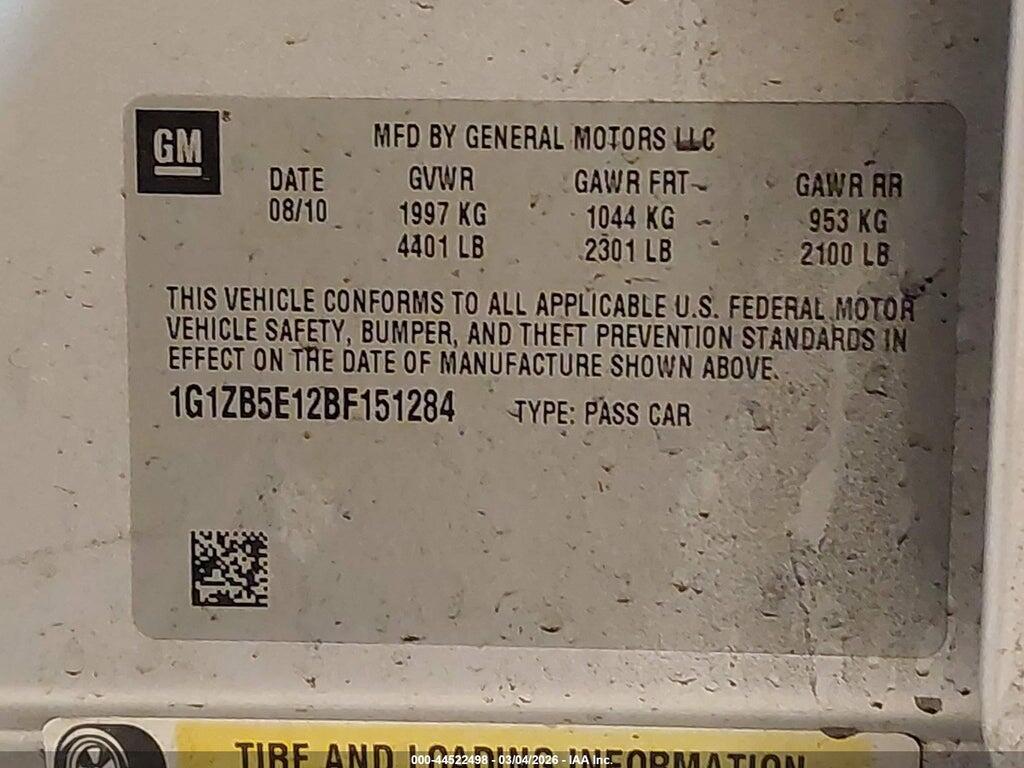 1G1ZB5E12BF151284 2011 CHEVROLET MALIBU photo no. 9