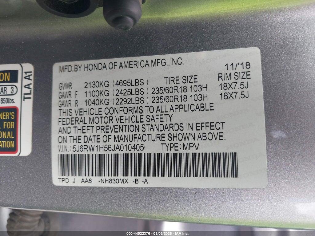 5J6RW1H56JA010405 2018 HONDA CR-V photo no. 9
