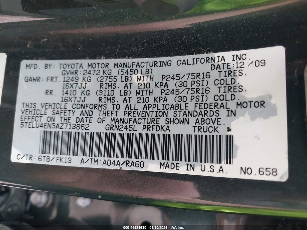 5TELU4EN3AZ713862 2010 TOYOTA TACOMA photo no. 9