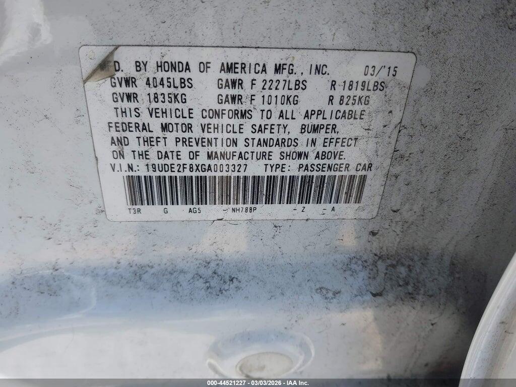 19UDE2F8XGA003327 2016 ACURA ILX photo no. 9