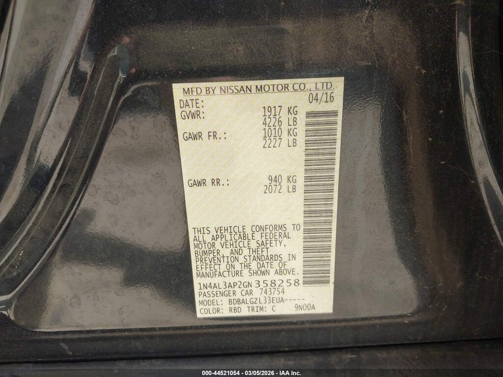 1N4AL3AP2GN358258 2016 NISSAN ALTIMA photo no. 9