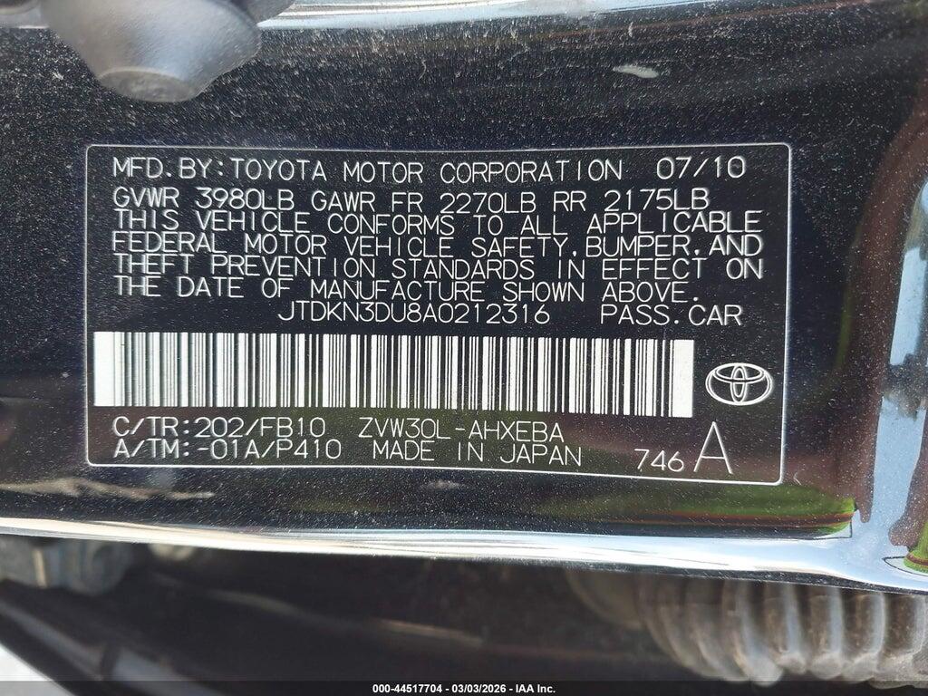 JTDKN3DU8A0212316 2010 TOYOTA PRIUS photo no. 9