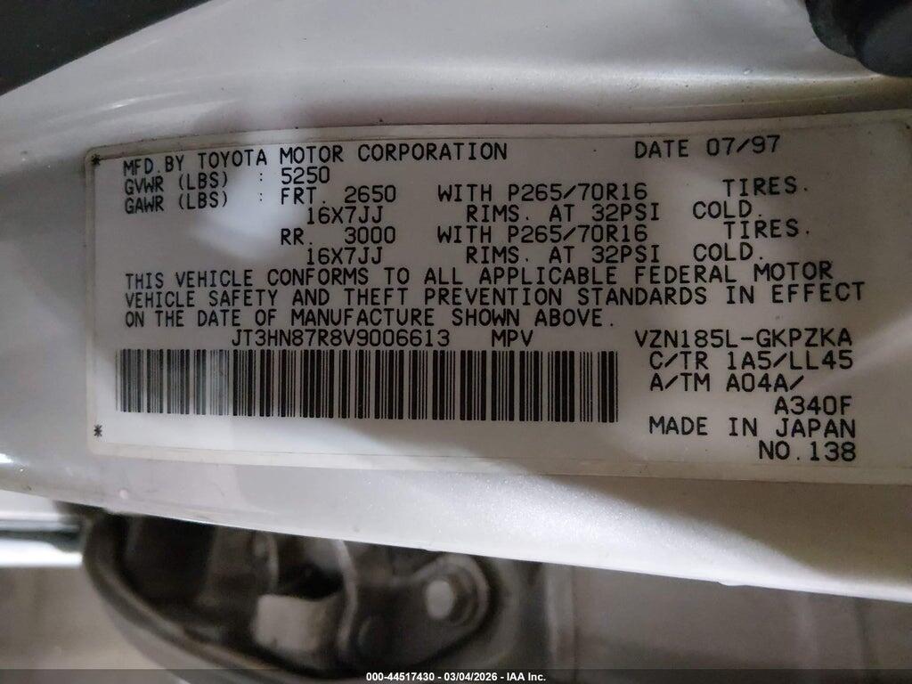 JT3HN87R8V9006613 1997 TOYOTA 4RUNNER photo no. 9