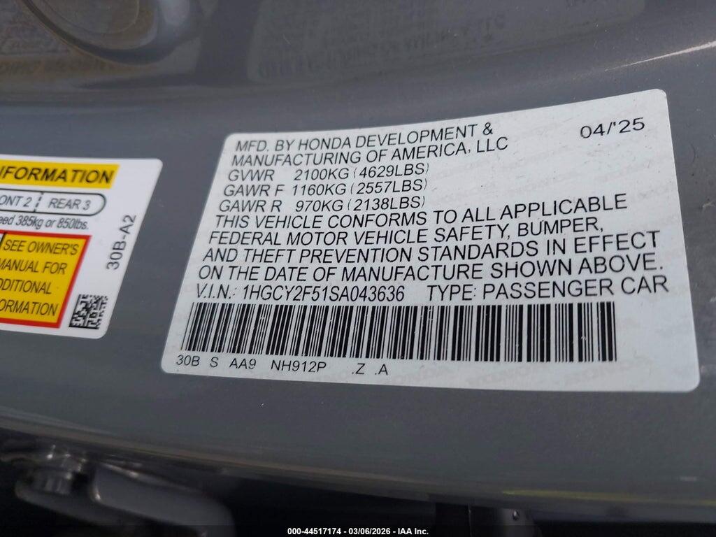 1HGCY2F51SA043636 2025 HONDA ACCORD HYBRID photo no. 9