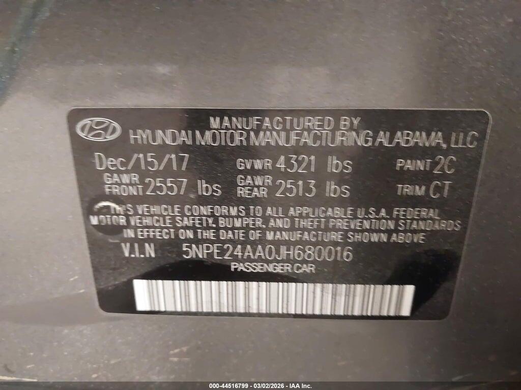 5NPE24AA0JH680016 2018 HYUNDAI SONATA photo no. 9