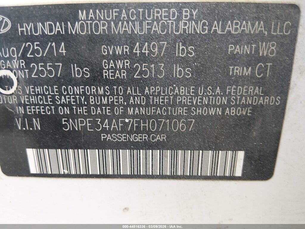 5NPE34AF7FH071067 2015 HYUNDAI SONATA photo no. 9