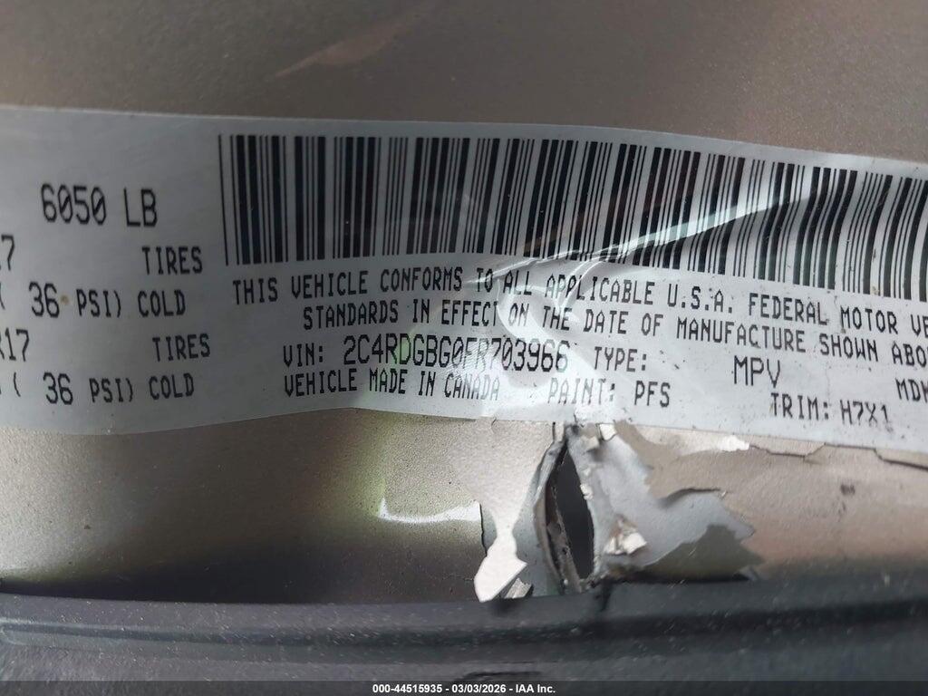 2C4RDGBG0FR703966 2015 DODGE GRAND CARAVAN photo no. 9