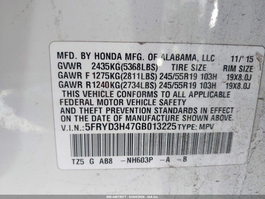 5FRYD3H47GB013225 2016 ACURA MDX photo no. 9