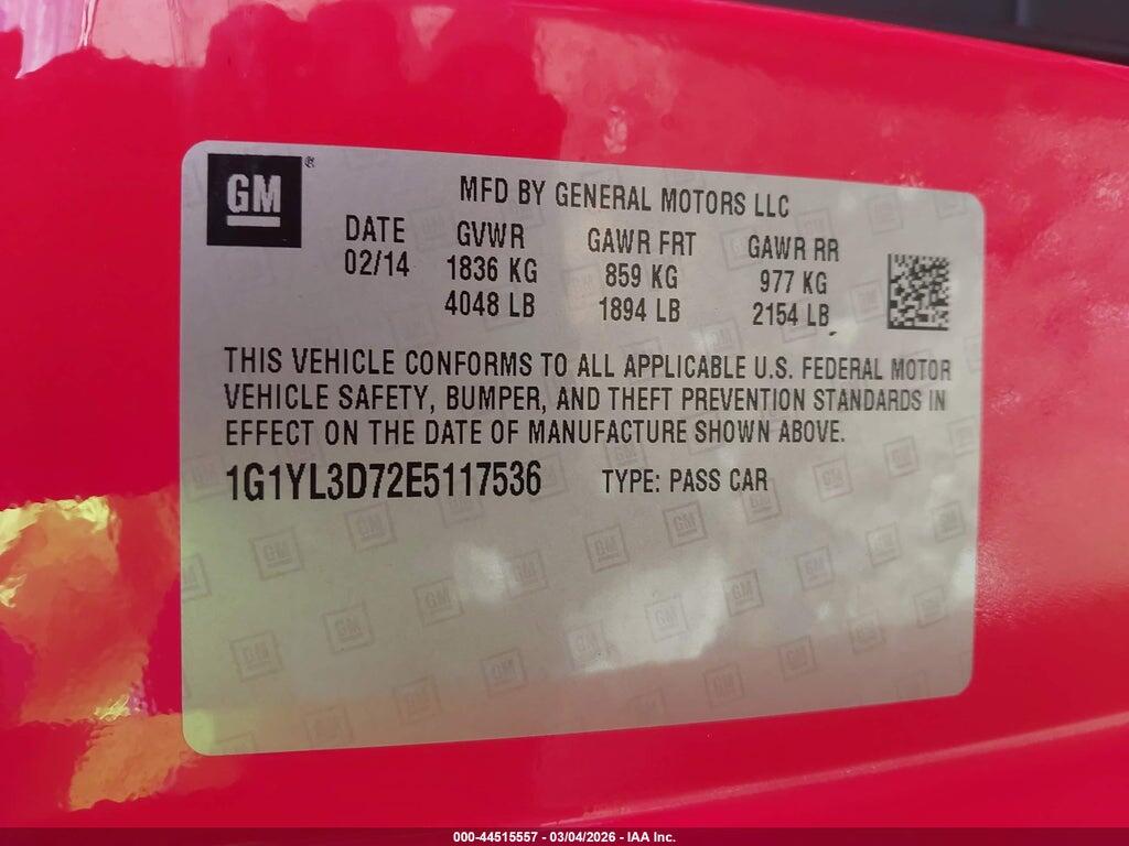 1G1YL3D72E5117536 2014 CHEVROLET CORVETTE STINGRAY photo no. 9