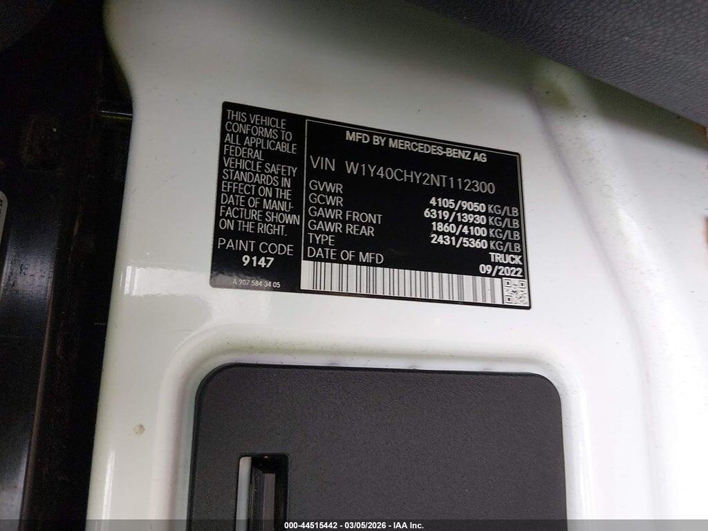 W1Y40CHY2NT112300 2022 MERCEDES-BENZ SPRINTER 2500 photo no. 9