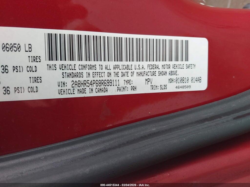 2A8HR54P68R699111 2008 CHRYSLER TOWN & COUNTRY photo no. 9