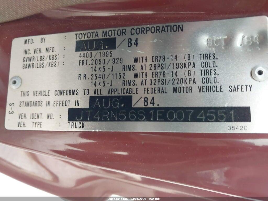 JT4RN56S1E0074551 1984 TOYOTA PICKUP photo no. 9