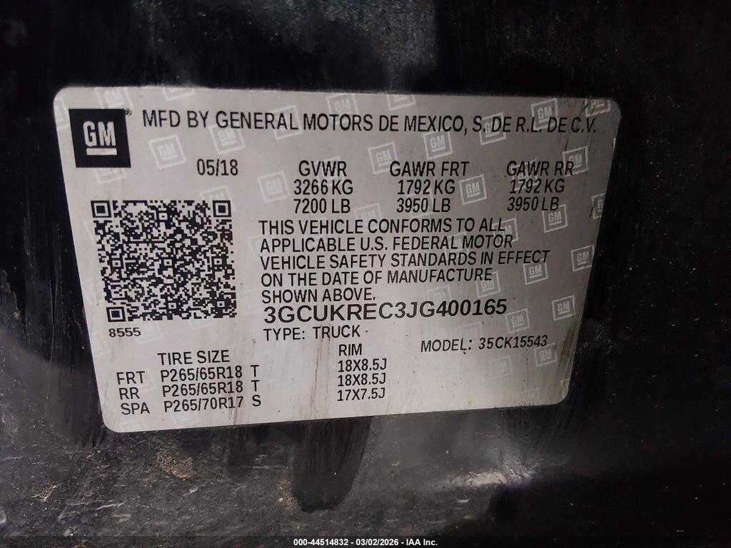 3GCUKREC3JG400165 2018 CHEVROLET SILVERADO 1500 photo no. 9